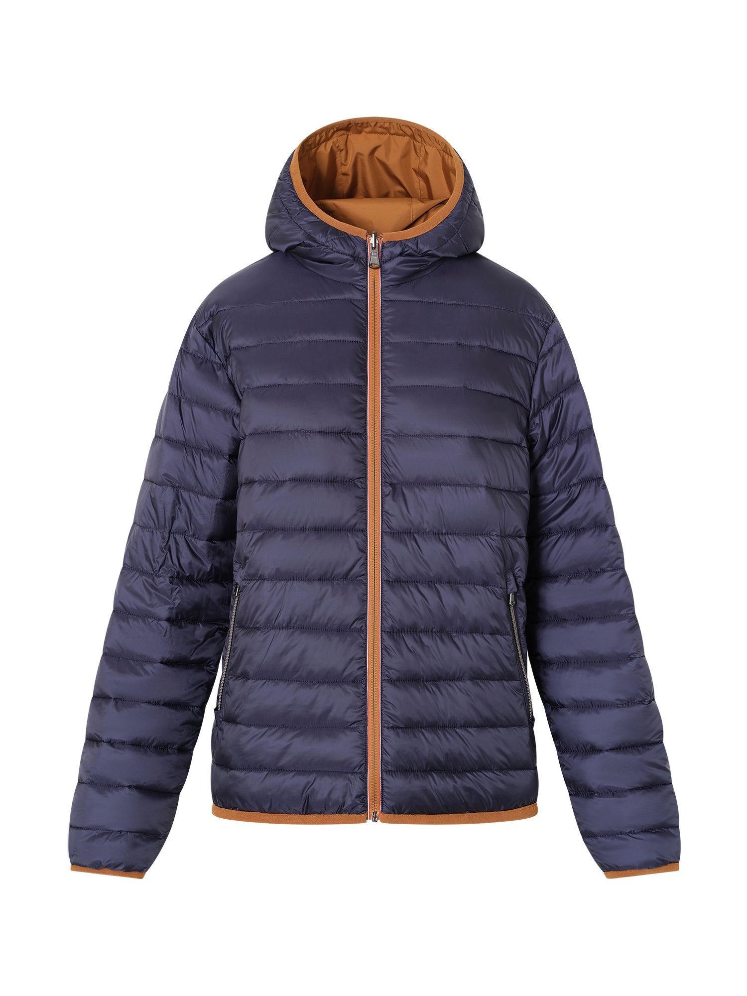 Tan/Marine Reversible Hooded Puffer Jacket - Nazario Parisi & Sons