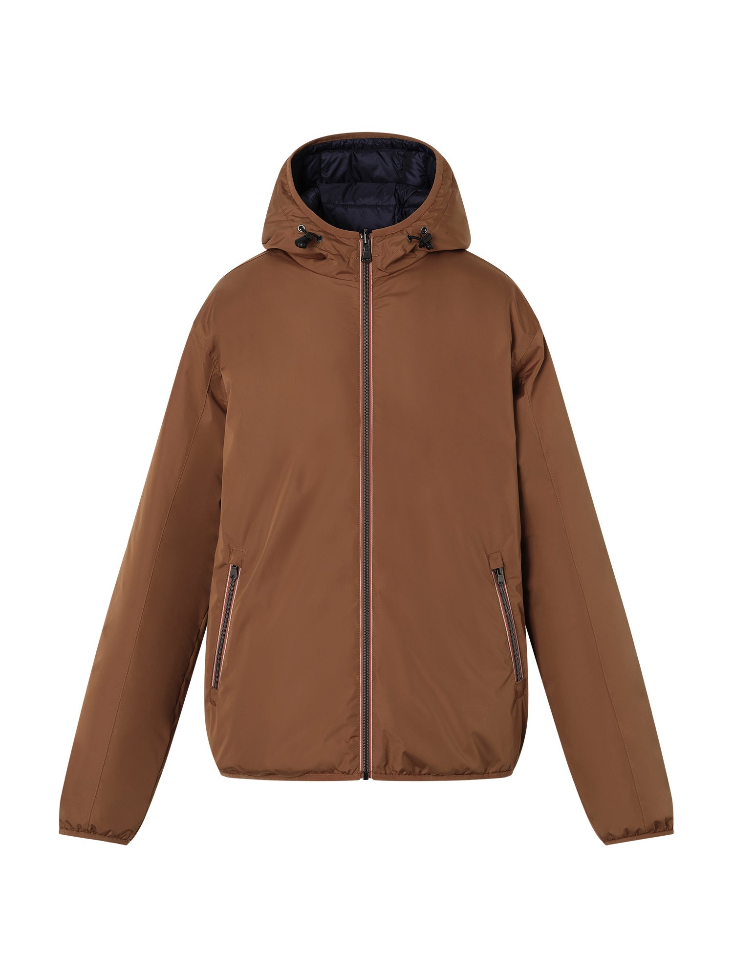 Tan/Marine Reversible Hooded Puffer Jacket - Nazario Parisi & Sons