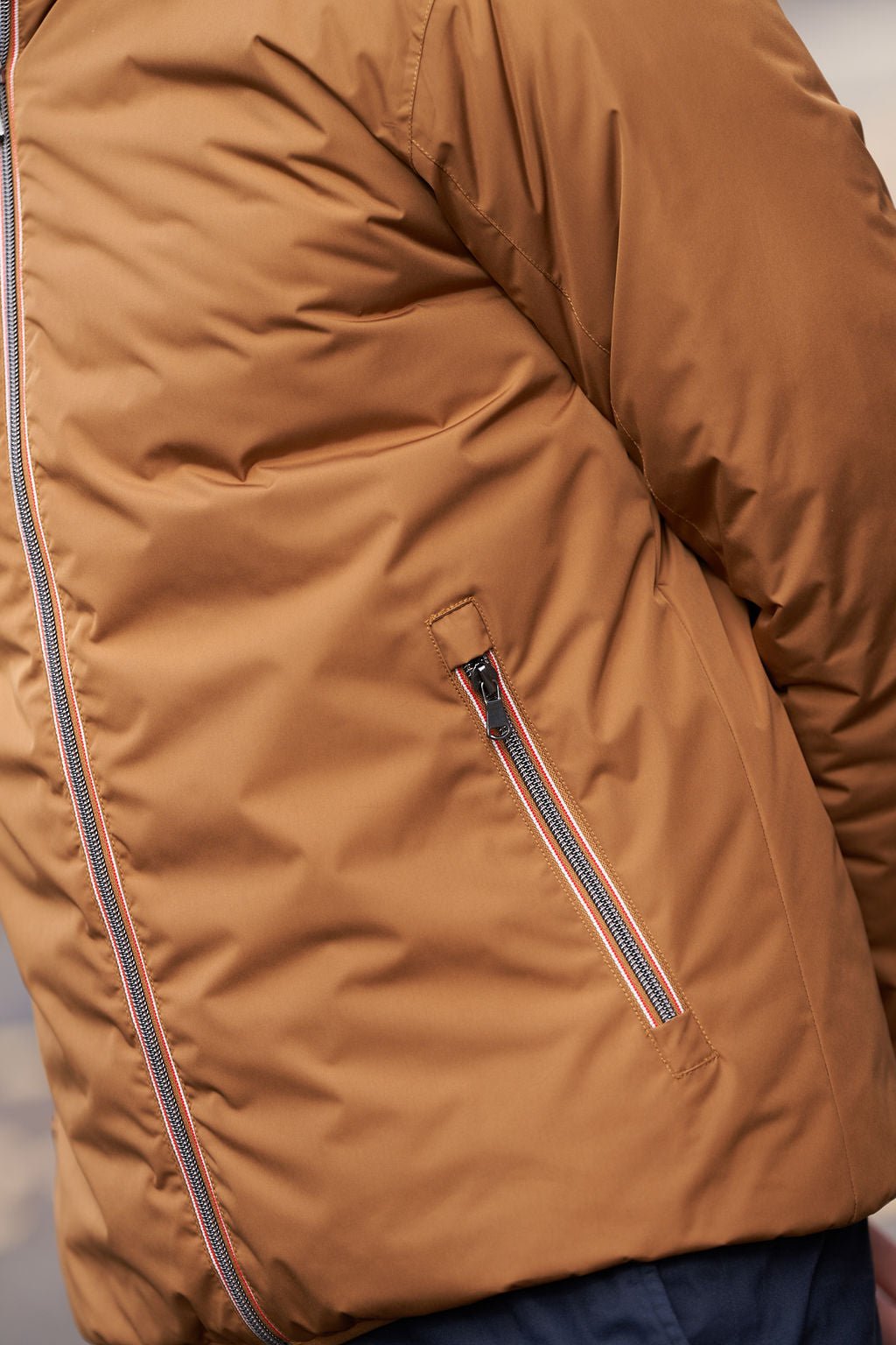 Tan/Marine Reversible Hooded Puffer Jacket - Nazario Parisi & Sons