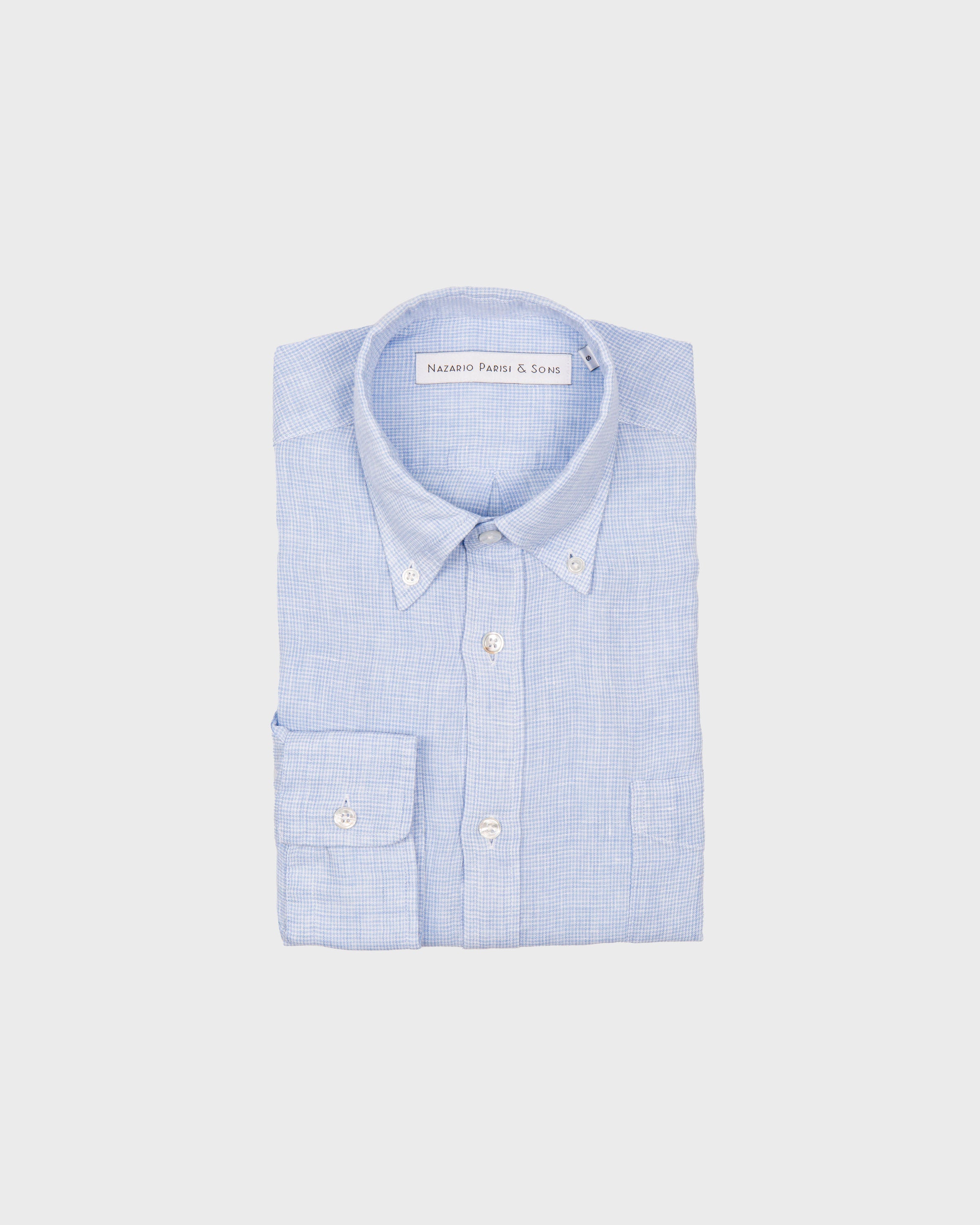 Capri Light Blue Houndstooth Linen Shirt
