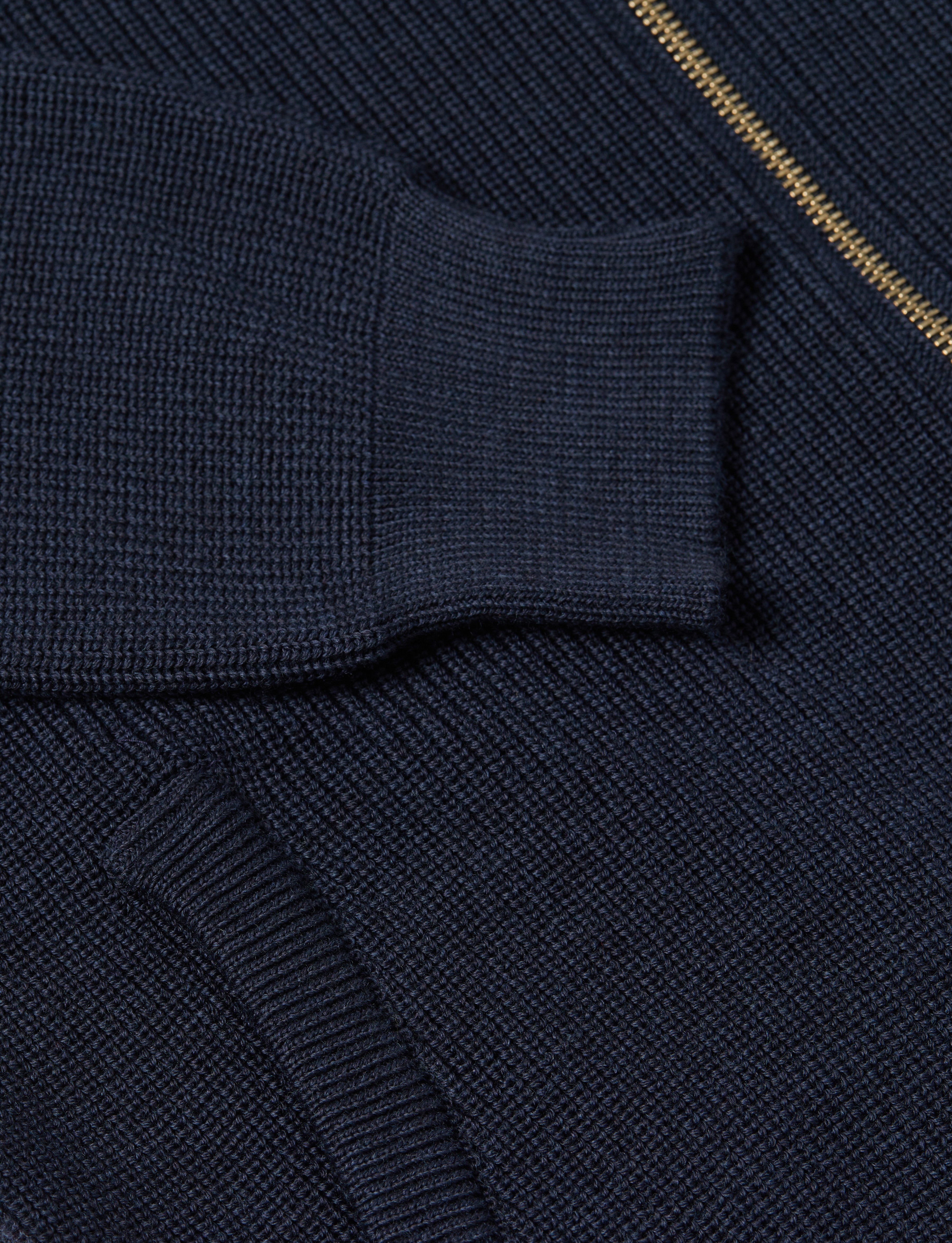 Navy Full Zip Cardigan Knit