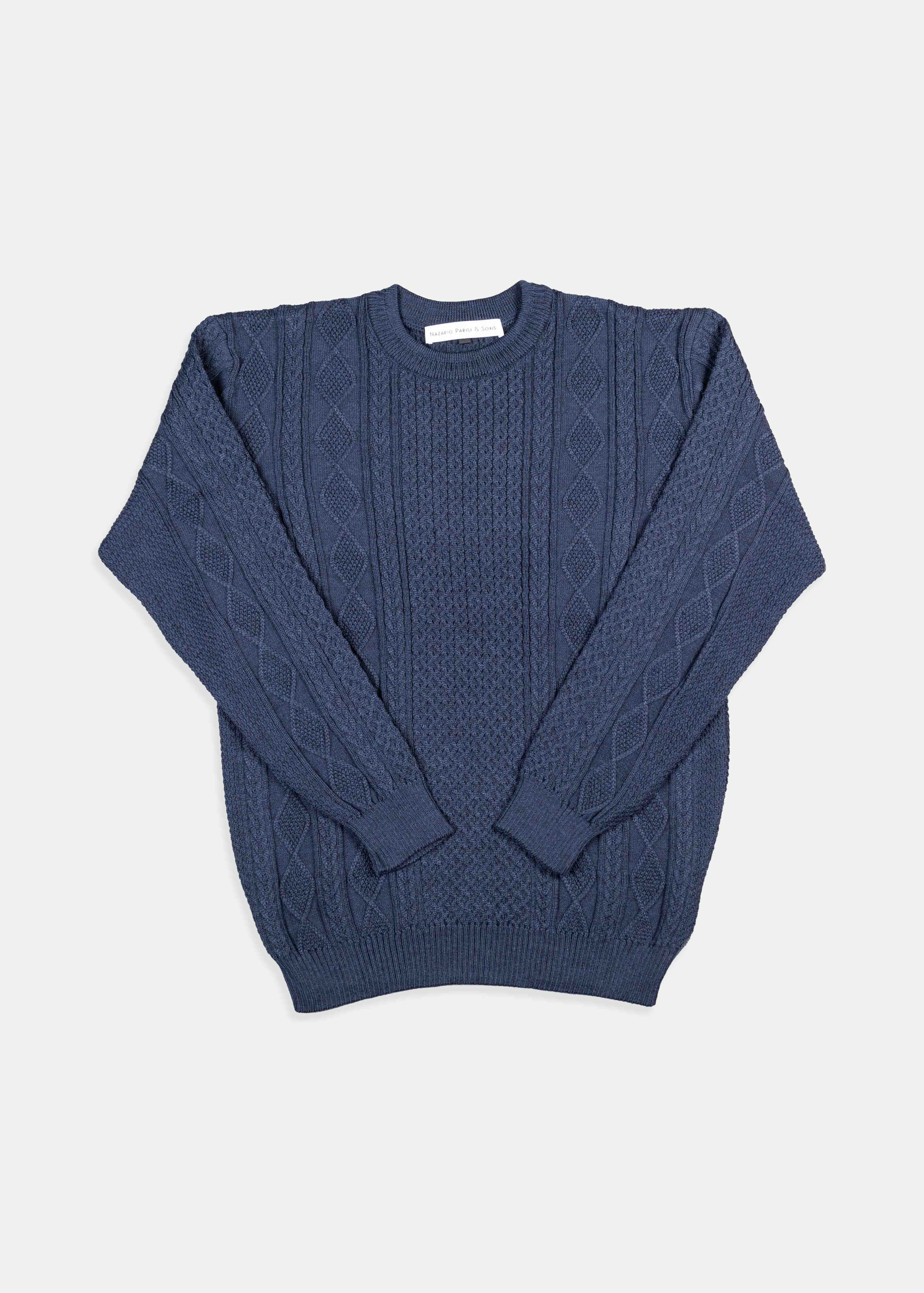 Navy Honeycomb Cable Knit