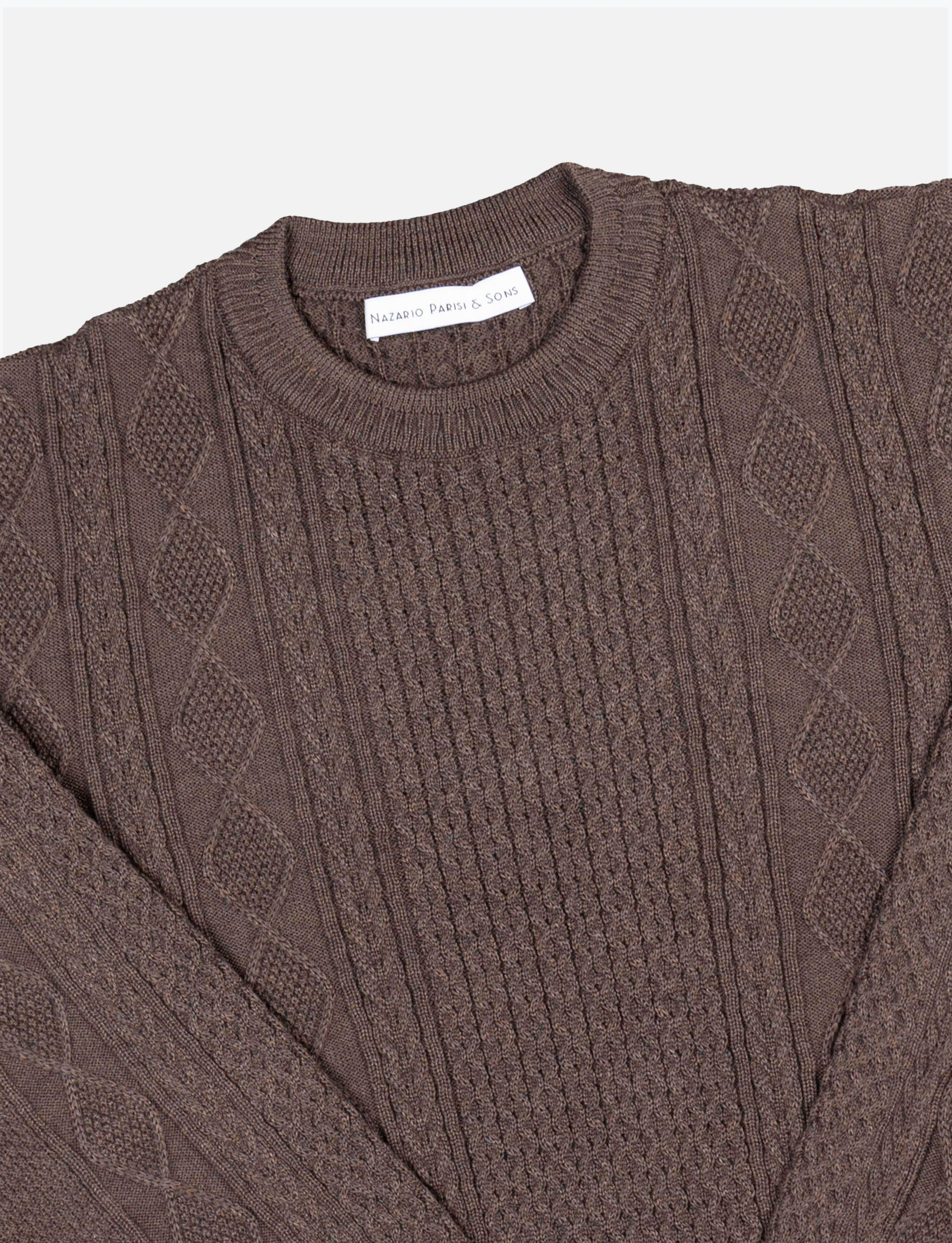 Brown Honeycomb Cable Knit