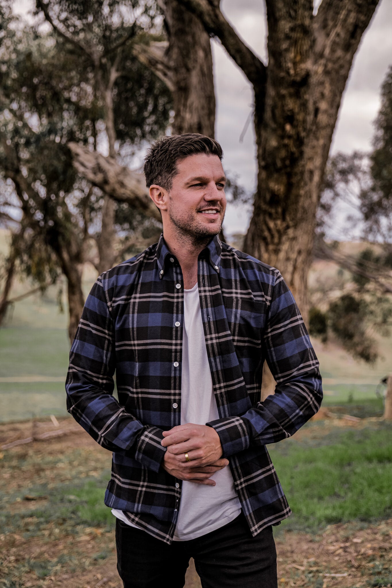 Melbourne Navy Check Flannel Shirt